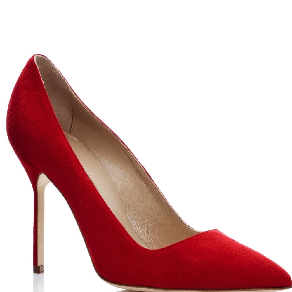 Manolo Blahnik Pointy Red Suede Pumps
